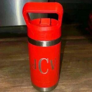 YETI Rambler Jr. 12oz Red Orange Kids Stainless Steel Water Bottle missing straw